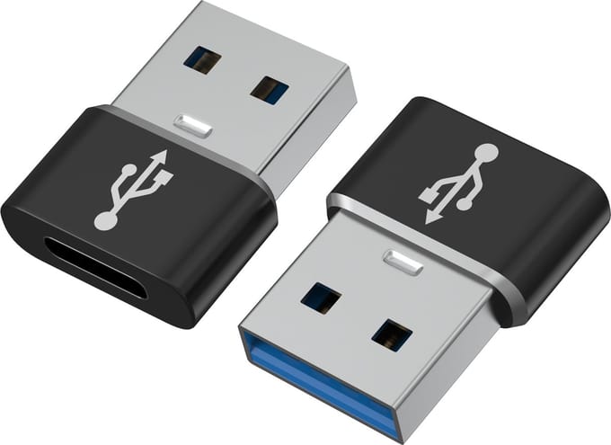 Kavel 2 USB 2.0 naar USB-C-adapters compatibel met netlader-computer enz. naar USB C Samsung-Xiaomi-Huawei