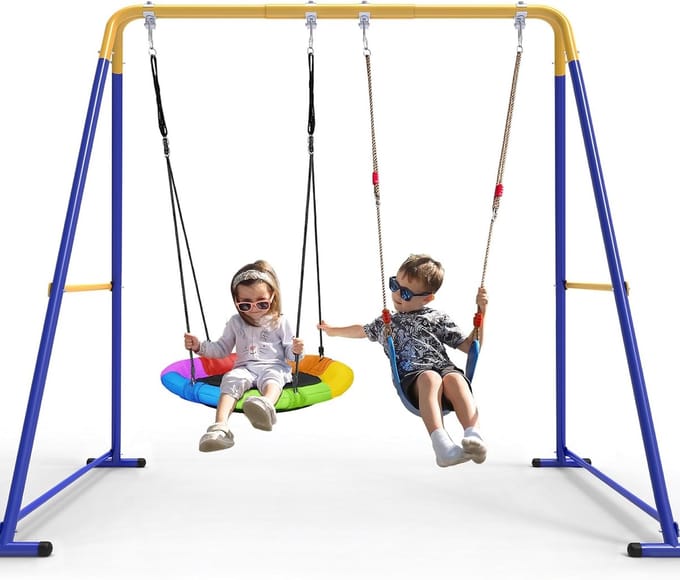 Schommel Set - Speeltoestel Buiten - Buiten Spelen - Robuust Frame - 144 x 212 x 178 cm