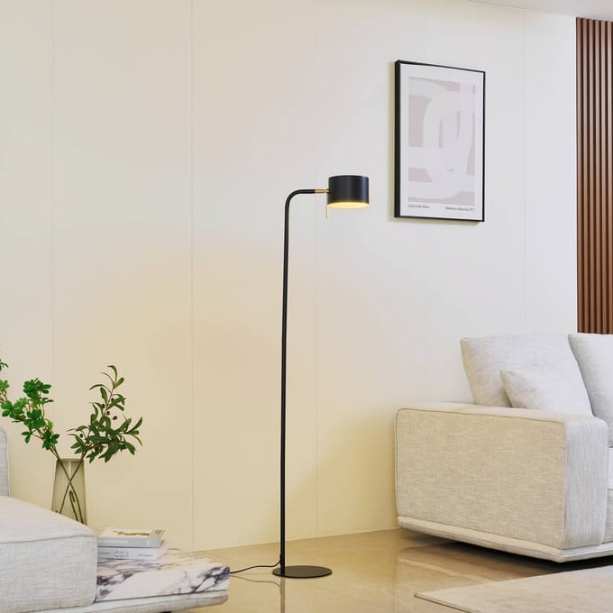Lindby - vloerlamp - 1licht - Metaal, ijzer - H: 156.5 cm - E27 - zwart