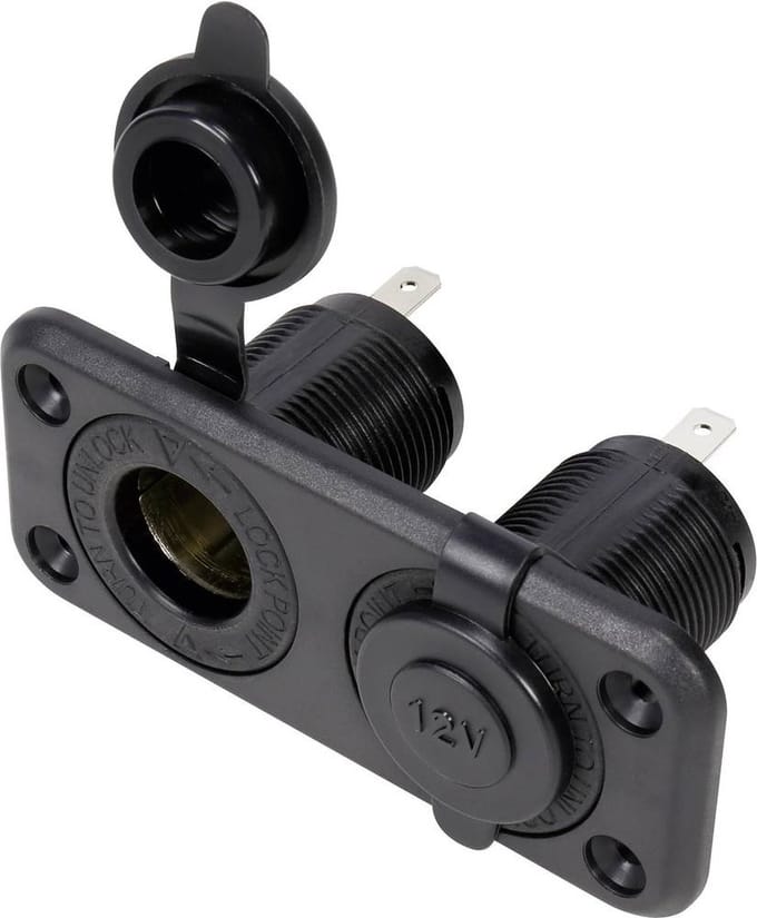 TRU COMPONENTS 548040 Dubbele auto-inbouwbus met beschermkap Stroombelasting (max.): 20 A