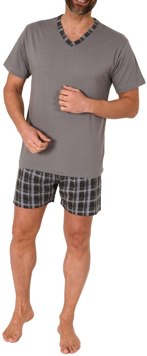 Normann herenpyjamashort met korte mouwen in geruite look