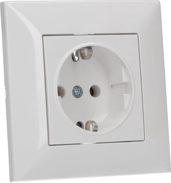 Compleet Set: SCHUKO Stopcontact met Enkelvoudig Afdekraam Wit 50x50 mm