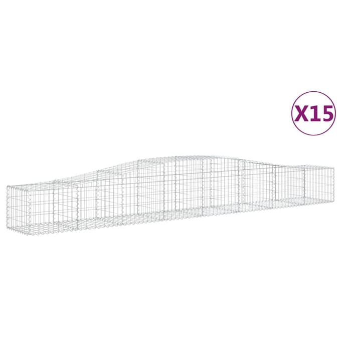 vidaXL - Schanskorven - 15 - st - gewelfd - 400x50x40/60 - cm - gegalvaniseerd - ijzer
