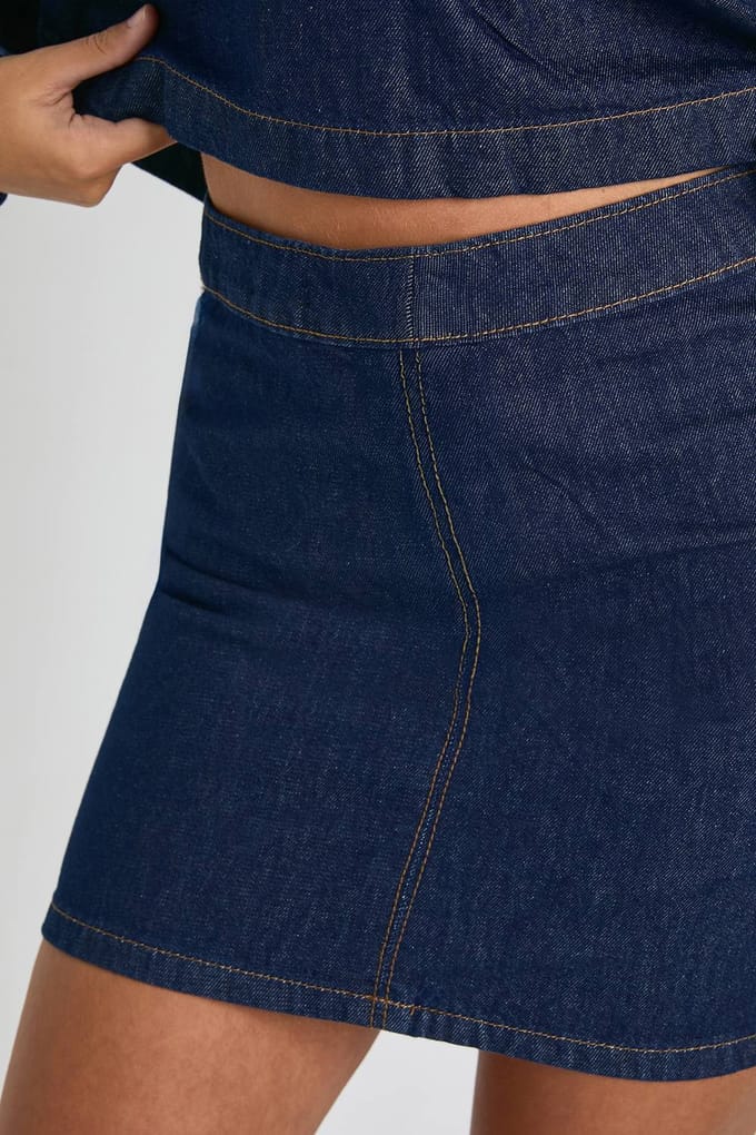 boohoo Dames Denim rugbyshirt met kraag | Indigo | Maat: 16