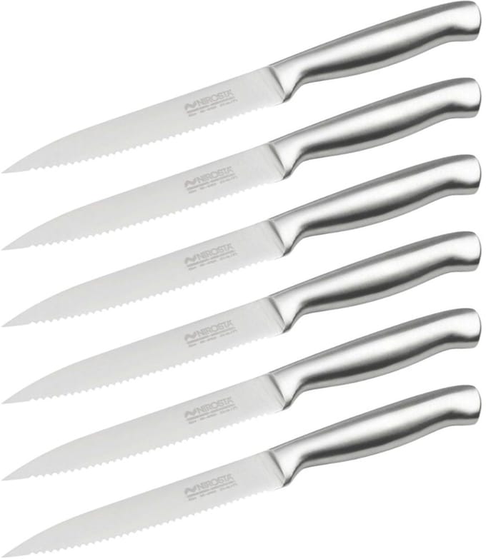 Set van 6 professionele keukenmessen 24 cm gekarteld lemmet Nirosta Star