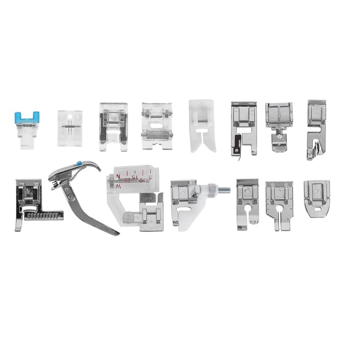 15 Pièces Pied Presseur Multifonctionnel Ménager Machine à Coudre Kit d'Outils Accessoire Fournitures white