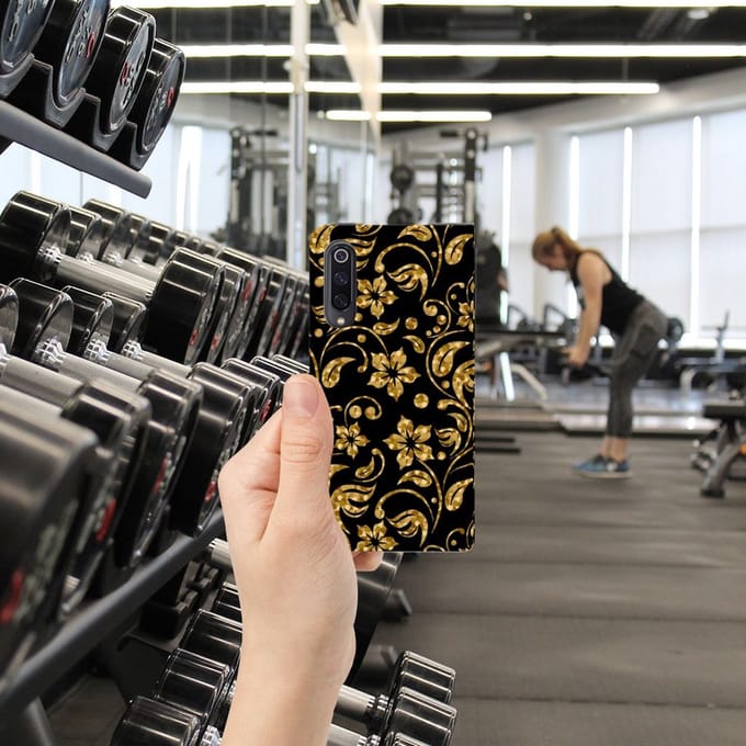 Xiaomi Mi 9 Smart Cover Gouden Bloemen