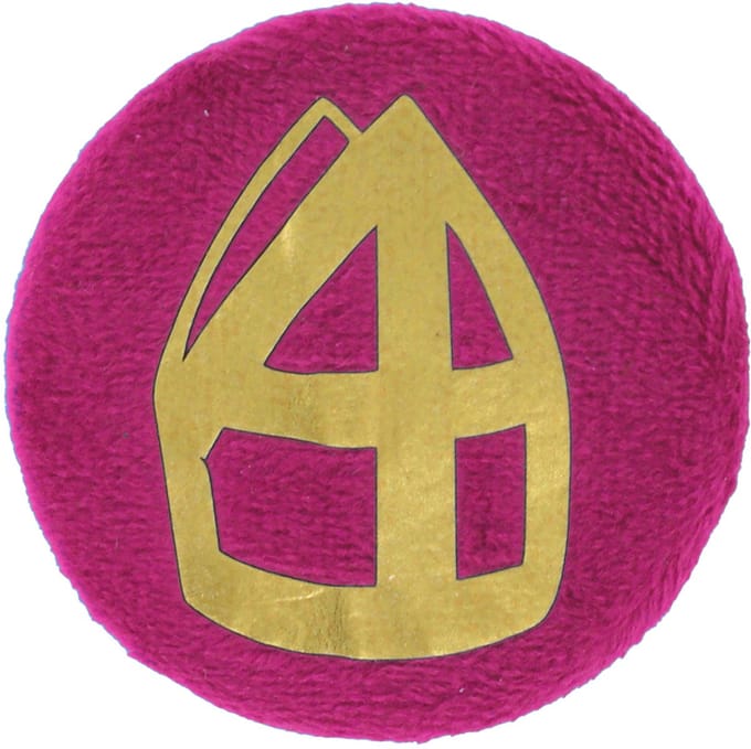 Pieten Button Met Mijter - Baretspeld - Roze