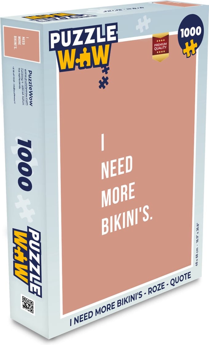 Puzzel I need more bikini's - Roze - Quote - Legpuzzel - Puzzel 1000 stukjes volwassenen