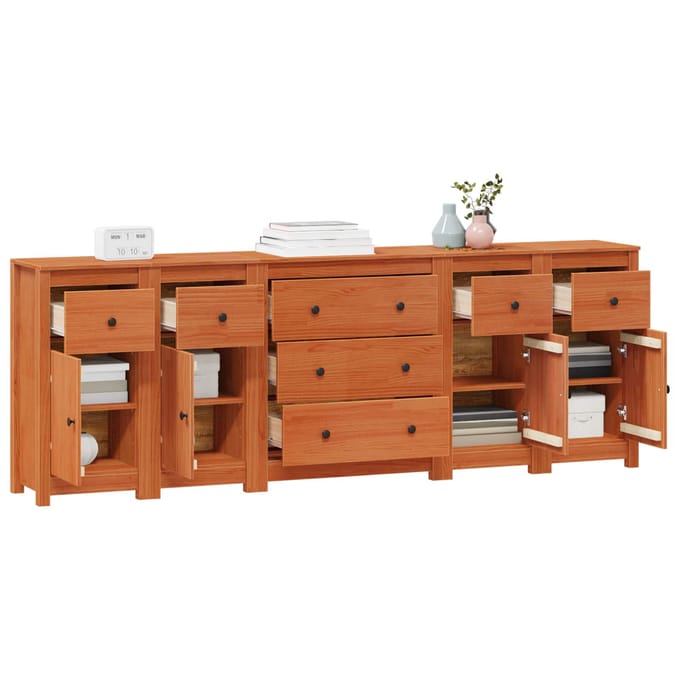 vidaXL - Dressoir - 5 - st - Waskleur - Bruin - 226 - x - 35 - x - 80 - cm