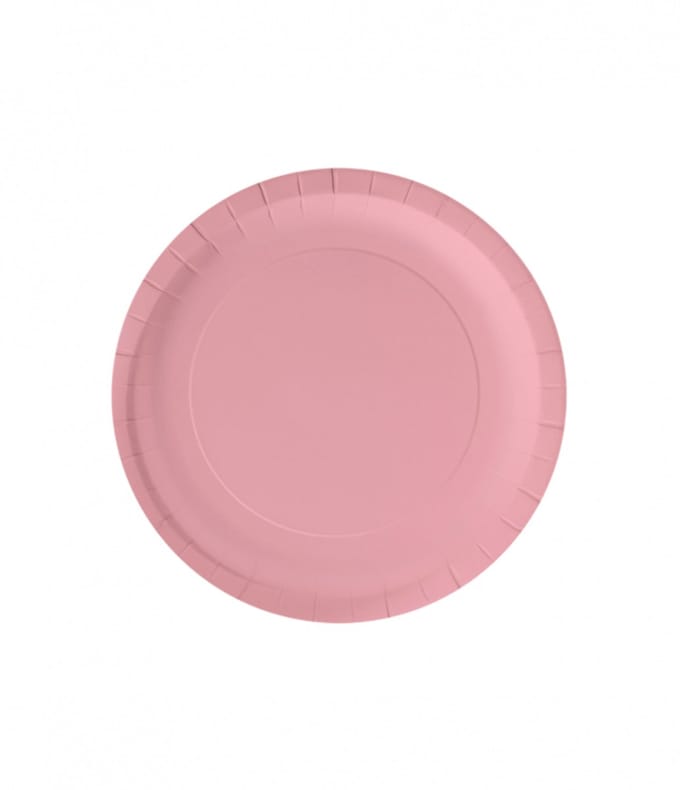 Wegwerpbordjes Pastel roze, 23cm - 8st - Feestjecreatief