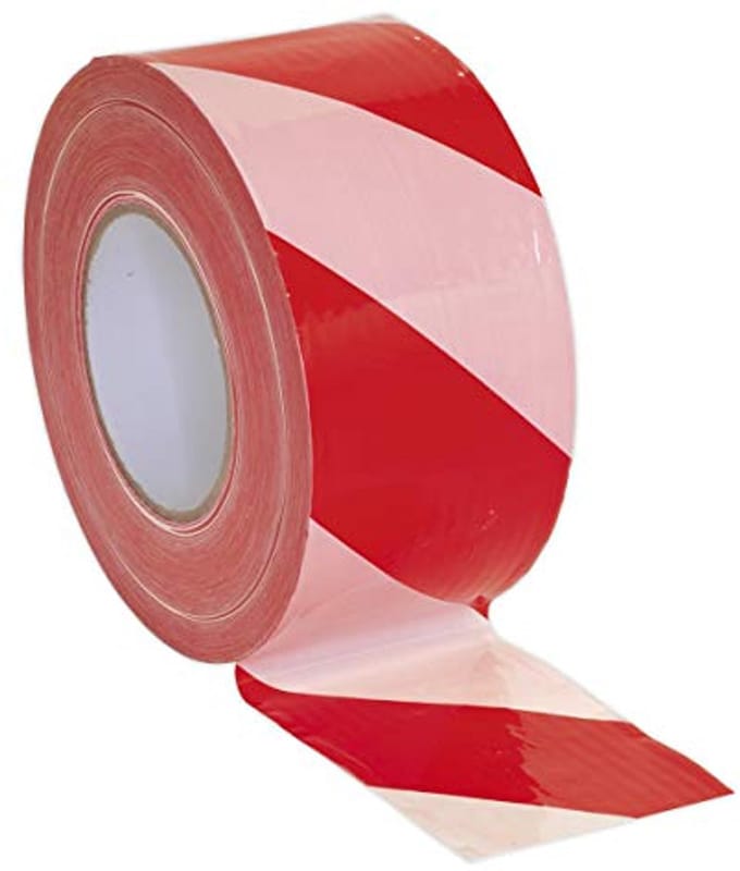 Gevaar Waarschuwing Barrière Tape 80mm x 100m Rood/Wit - Niet-klevend
