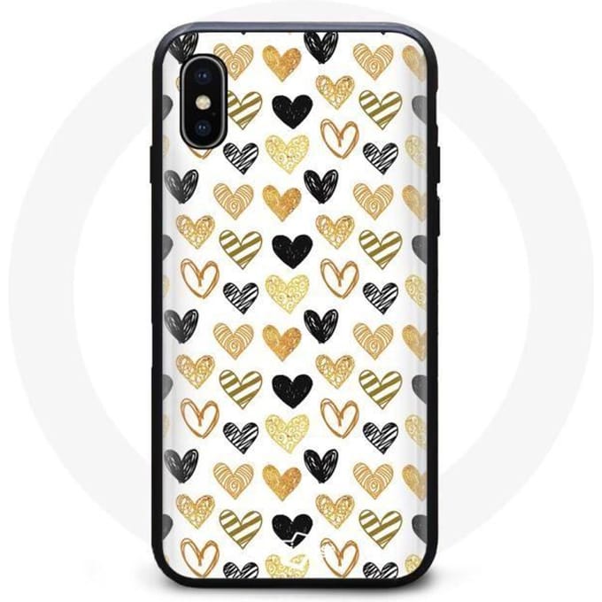 IPhone XS max hoesje Zwart Gouden Harten zwart