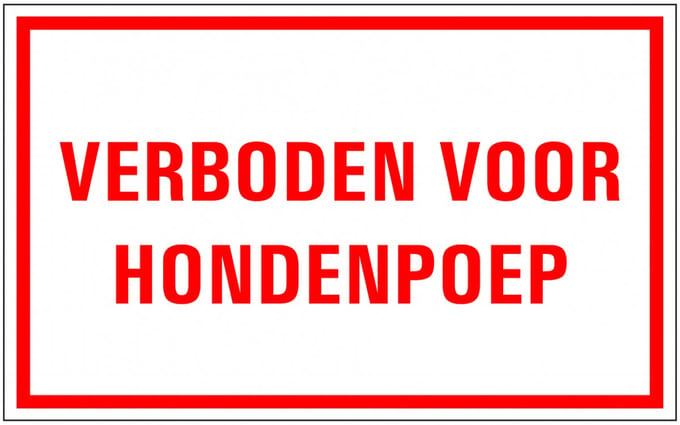 Verboden voor hondenpoep tekststicker 320 x 200 mm