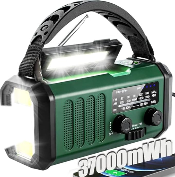 Draagbare Zonne-energie Handcrank Noodradio met Zaklamp en Oplader