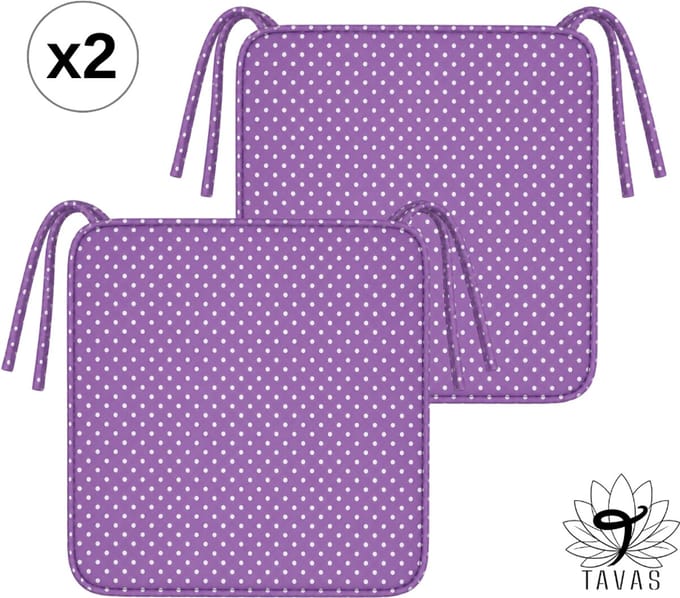 Tavas Stoelkussen - Lavendel - 40x40 cm - 2 Stuks - Wit Gestipt Zitkussen voor Eetkamer en Tuinstoelen