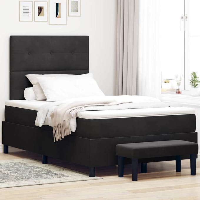 vidaXL - Boxspring - bed - met - hoofdeinde - Zwart - 200 - x - 120 - cm - Fluweel