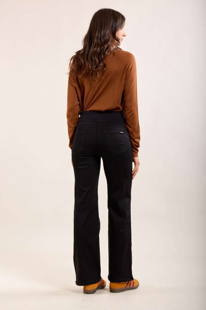 Toxik3 - Broek hoge taille jog denim zwart straight extra comfy