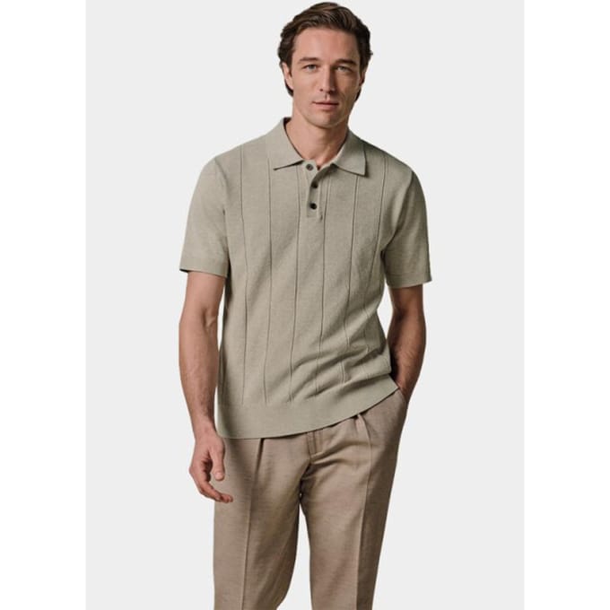 Profuomo Poloshirt Drop Needle Structure Beige - Maat M - Heren