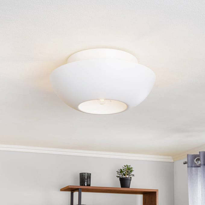 Lucande - plafondlamp design - 1licht - Staal - H: 22 cm - E27 - wit