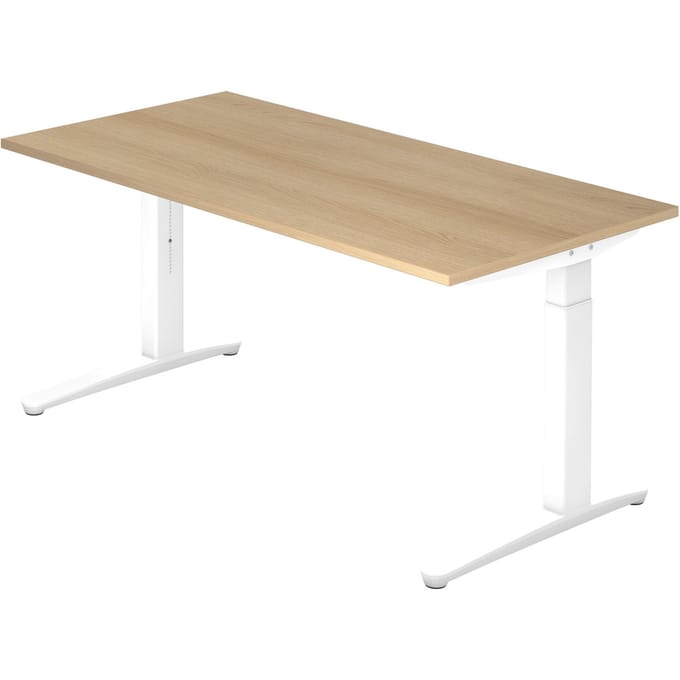 Bureau in hoogte verstelbaar (handmatig) »Alicante« 160 cm onderstel wit slede w