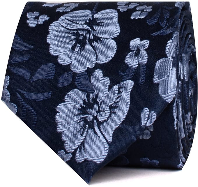 TRESANTI | EMAIRO | Zijden stropdas met bloemen | Navy