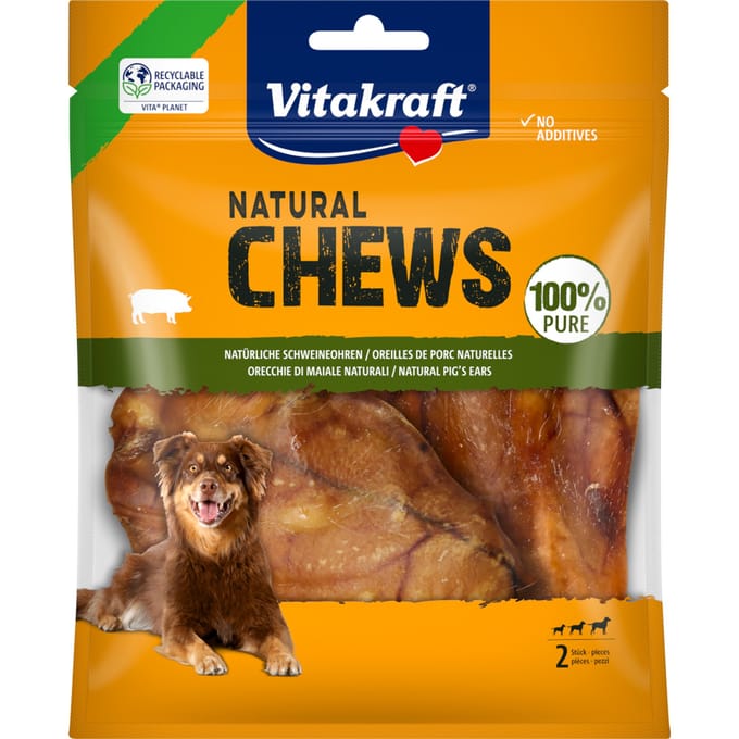 44g Vitakraft Natural Kauwbotten Varkensoren  Hondensnacks