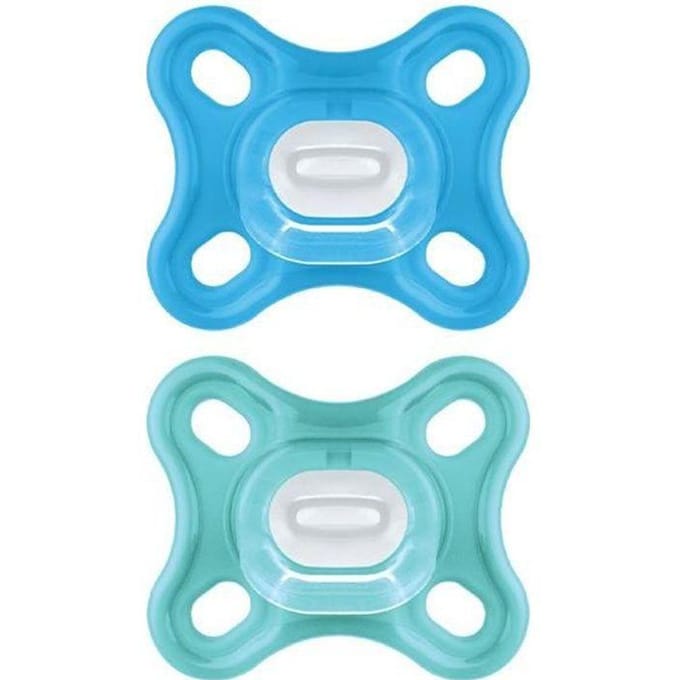 MAM Comfort 2 Siliconen Fopspenen Vanaf 0 Maanden en Sterilisatiedoosje (Kleur : Blauw en Beige)