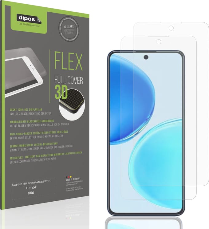 dipos FLEX – 2x Matte Screenprotector geschikt voor Honor X8d | Volledige Schermbescherming | Case-Friendly
