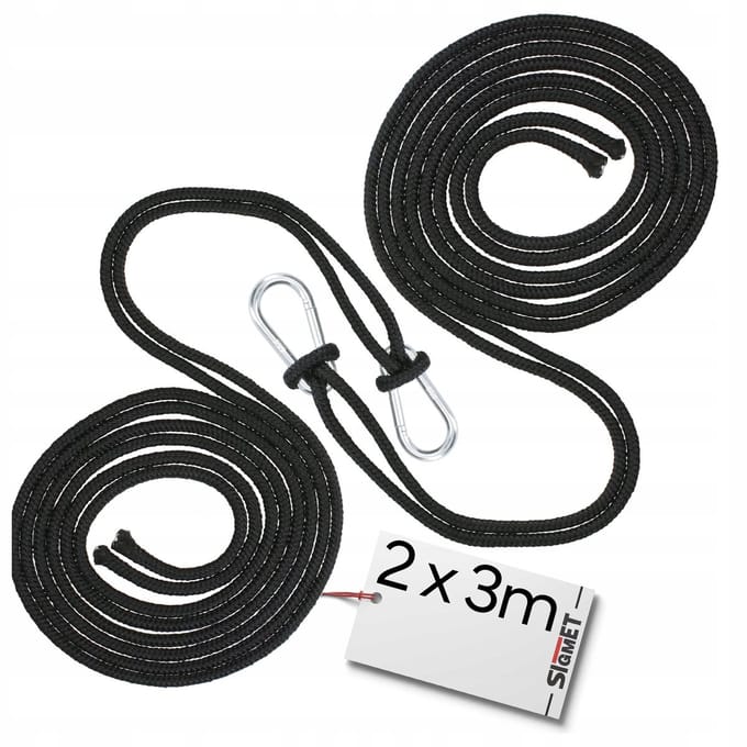 Hangmat & Schommel Ophangset: 2x 3m Banden, Haken & Karabijnhaken