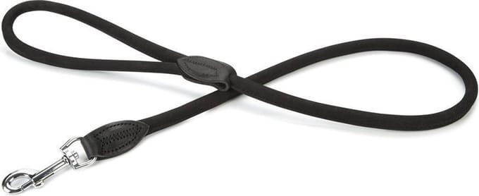 Beeztees leren looplijn Buffalo rond. Zwart. 100 cm x 10 mm.