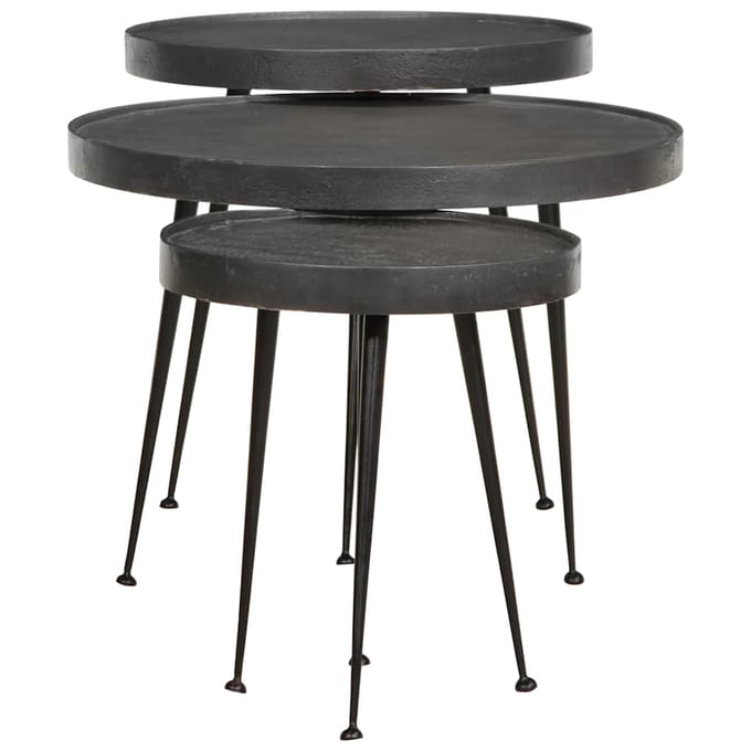 vidaXL - Salontafel - 3 - stuks - Zwart - bewerkt - hout