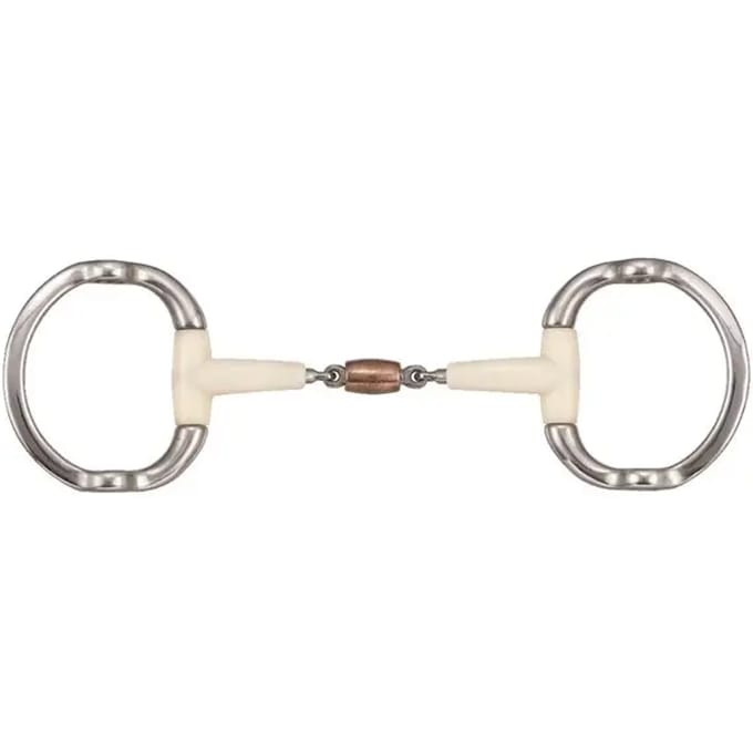 Dubbelgebroken paardenliftbit + koperen roller Soyo Happy mouth "contour"