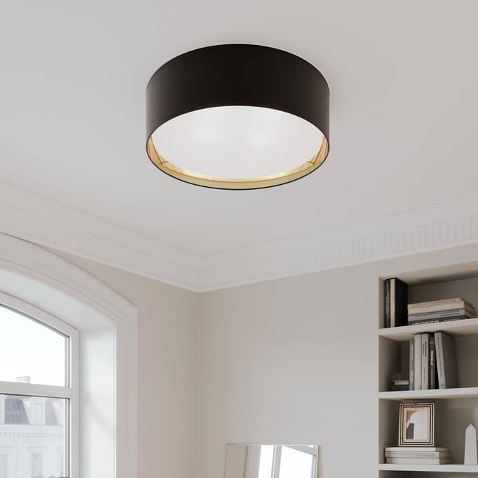 TK Lighting Bilbao plafondlamp, zwart/goud, Ø 60 cm