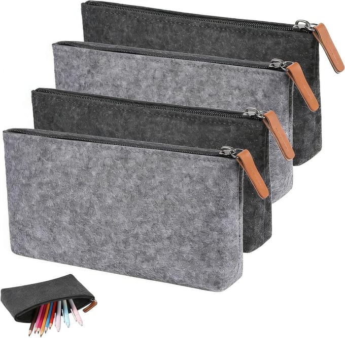 Vilten mapjes - Cosmeticatasje etui - Spullen organiseren - Ritssluiting - 22x9 cm - Grijs