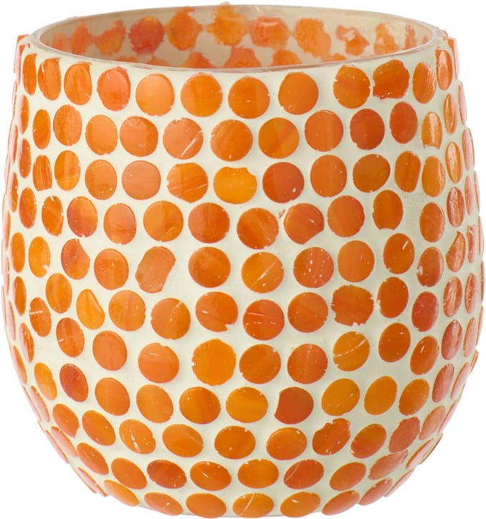 J-Line kaarshouder Mozaïek - glas - oranje - medium