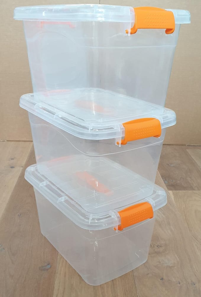 Opbergbox met deksel - Transparant - 10L - 3 Stuks