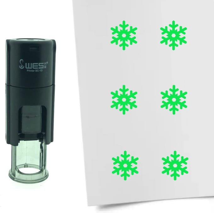 CombiCraft Stempel Sneeuwvlok 10mm rond - groene inkt