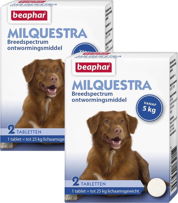 Beaphar Milquestra Hond - Anti wormenmiddel - 2 x 2 tab 5 Tot 50 Kg
