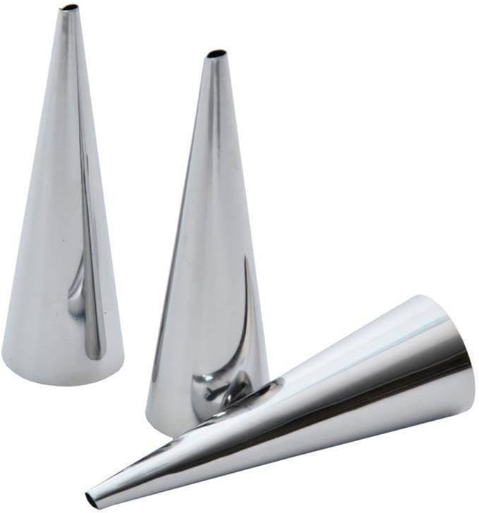 Orion RVS Roomhoorn en Kegel Bakvormen - Set van 3 (8,5 x 2,5 cm)
