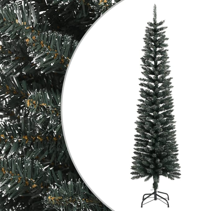 vidaXL - Kunstkerstboom - met - standaard - smal - 210 - cm - PVC - groen