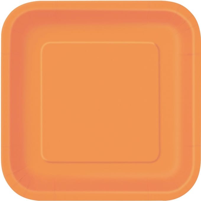 UNIQUE - Set oranje vierkante bordjes