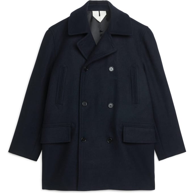 ARKET Areq Peacoat Blue Größe: 46 | Zweireihige Mäntel Outlet | Herren | Blau