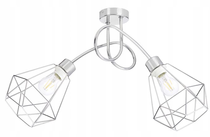 Loft Hanglamp Chroom E27 2 Lampenkappen