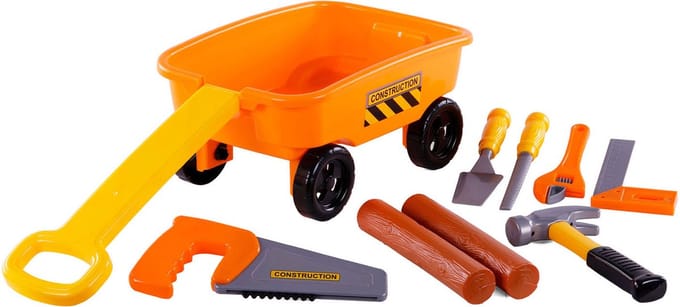 Cavallino Toys - Cavallino Bolderkar Orange with Tools and Tree Trunks 9pcs.