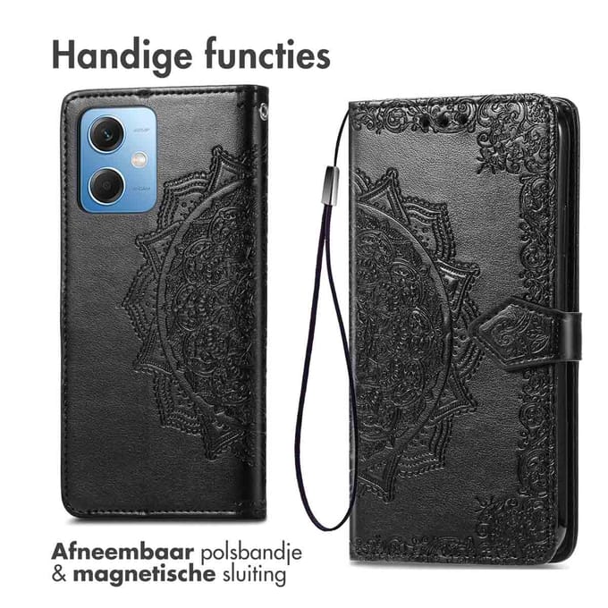 imoshion Hoesje - Geschikt voor Xiaomi Redmi Note 12 - Mandala Bookcase - Zwart