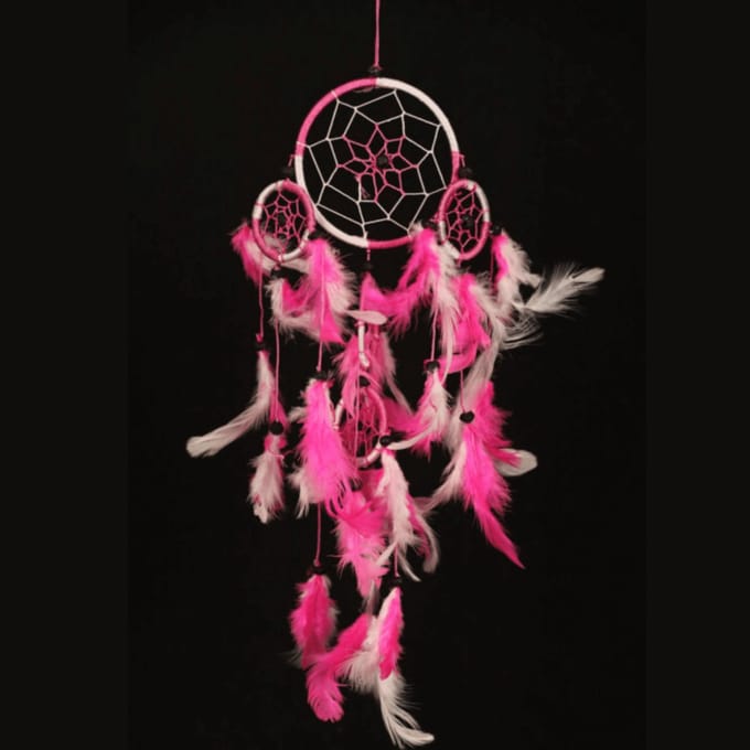 Dromenvanger - 9 cm - Roze met wit