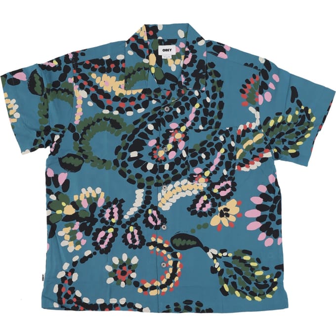 Heren overhemd met korte mouwen Paisley Dots geweven overhemd Dragon Fly Multi