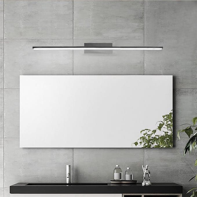 LED Spiegellamp - Kingtron Armin - 12W 900lm - Warm Wit 3000K - IP44 - Rechthoek - Chroom