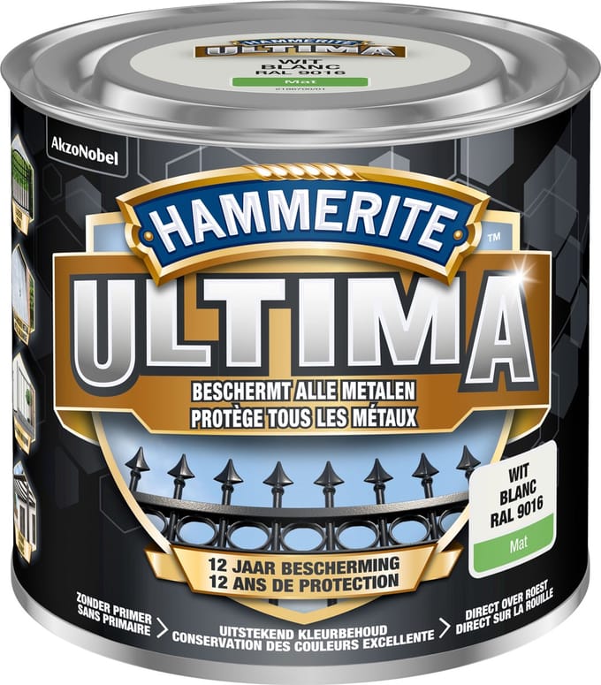 Hammerite Ultima - Wit - 250 ml - Mat - 7,5 m²/l - Afwerkingslaag